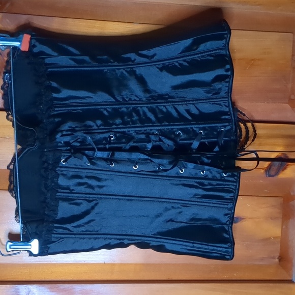 MUSIC LEGS* side hook/eye, corset back adjustable lace up, boned padded bustier - Picture 9 of 12